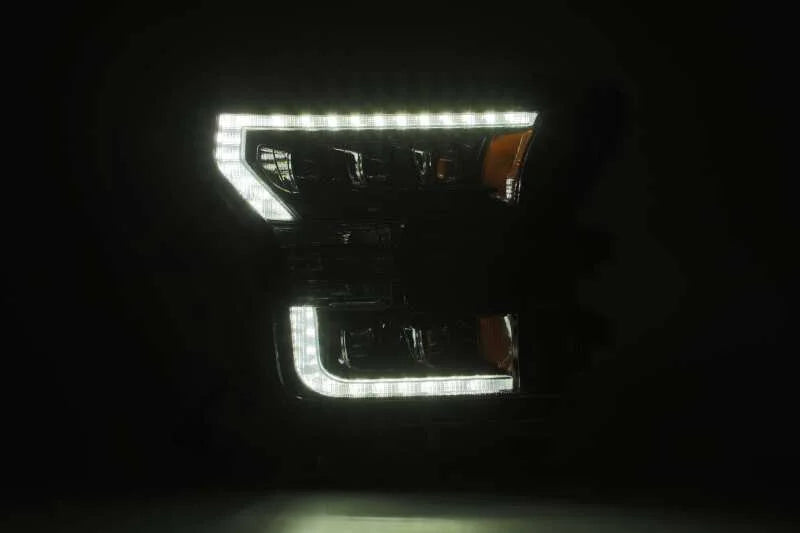 AlphaRex 17-20 Ford Raptor NOVA LED Proj Headlights Plank Style Matte Black w/Activ Light/Seq Signal - Side View