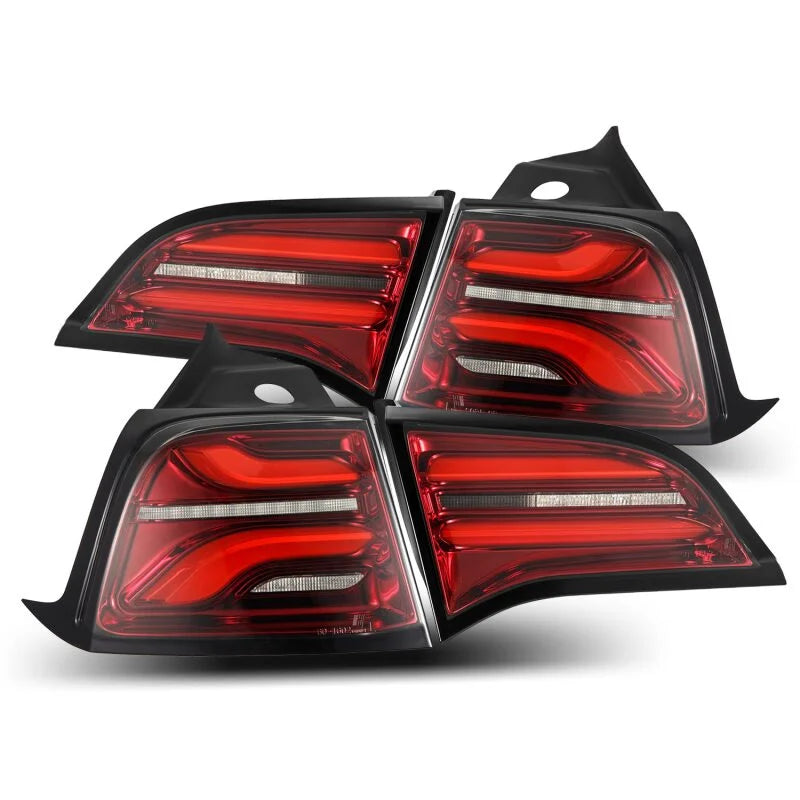 AlphaRex 17-22 Tesla Model 3 PRO-Series LED Tail Lights Red Smoke w/Seq Sig - Main Product View