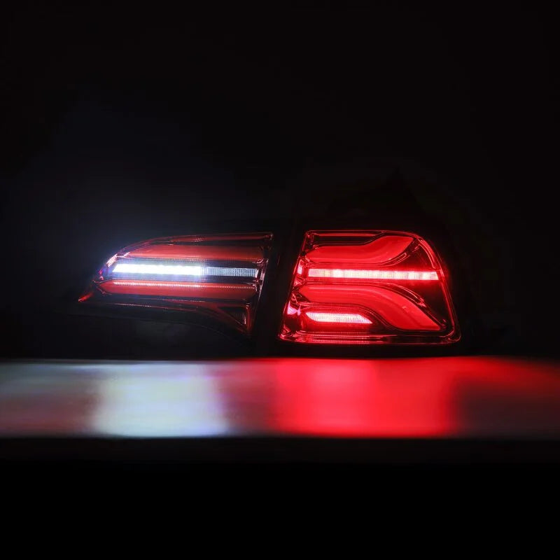 AlphaRex 17-22 Tesla Model 3 PRO-Series LED Tail Lights Red Smoke w/Seq Sig - Installation View