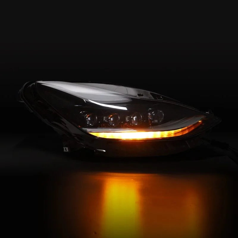 AlphaRex 17-22 Tesla Model 3/20-23 Model Y NOVA-Series LED Proj Headlights Blk w/Actv Lgt & Seq.Sig - Back View