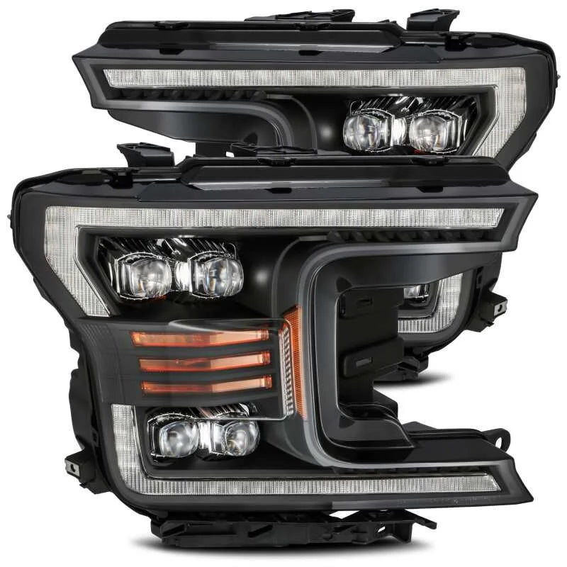 AlphaRex 18-19 Ford F-150 NOVA LED Proj Headlights Plank Style Matte Black w/Activ Light/Seq Signal - Side View