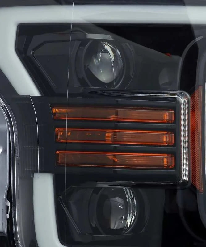 AlphaRex 18-19 Ford F-150 PRO-Series Proj Headlights Plank Style Gloss Blk w/Activ Light/Seq Signal - Side View