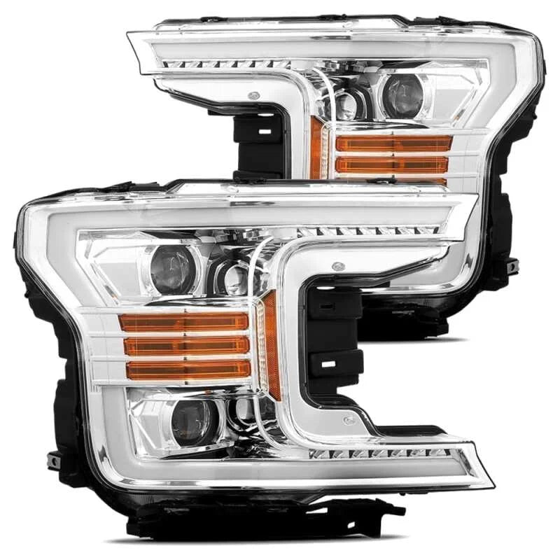 AlphaRex 18-20 Ford F-150 LUXX LED Proj Headlights Plank Style Chrome w/Activ Light/DRL - Main Product View