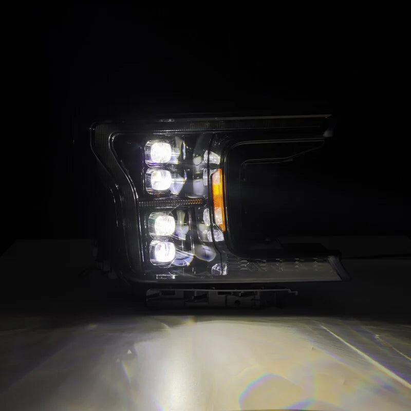 AlphaRex 18-20 Ford F-150 NOVA LED Proj Headlight Alpha Blk (14th Gen G2 Style) - Installation View
