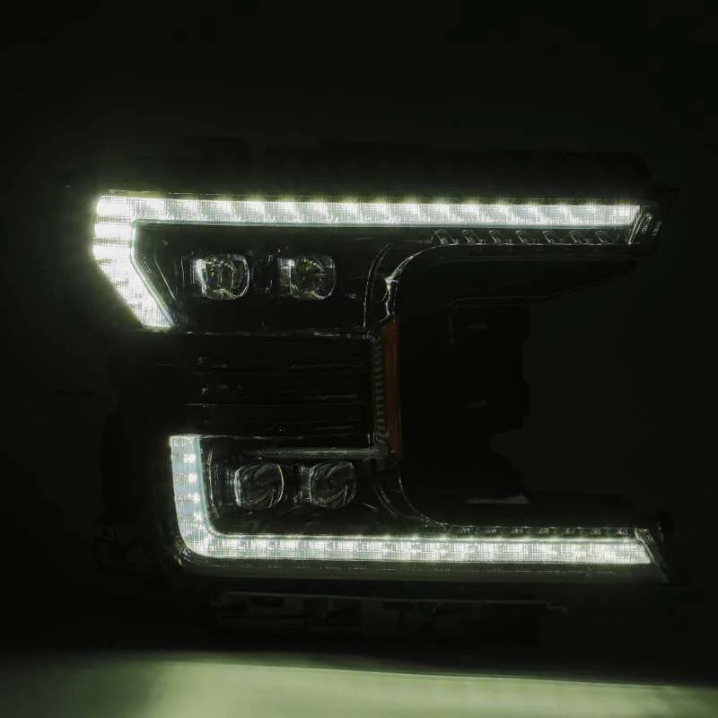 AlphaRex 18-20 Ford F-150 NOVA LED Proj Headlight Plank Style Alpha Blk w/Activ Light/Seq Signal/DRL - Back View