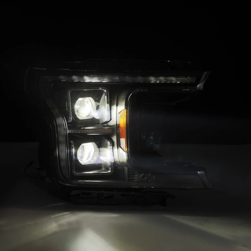 AlphaRex 18-20 Ford F-150 (Req. Conv F150 w/LED) LUXX LED Proj HL Alpha-Blk w/Actv Lt Seq Sig SB DRL - Side View