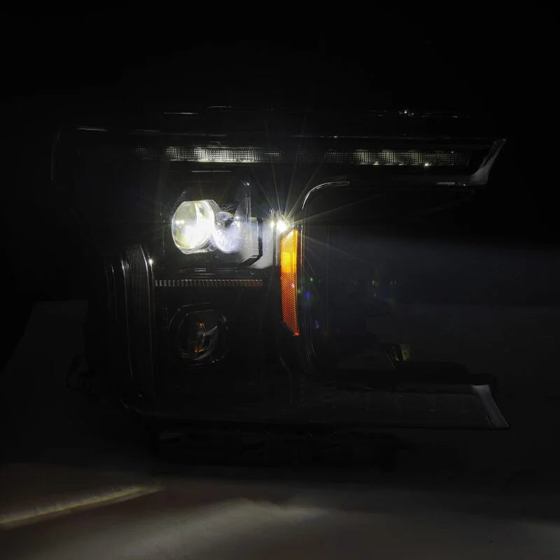 AlphaRex 18-20 Ford F-150 (Req. Conv F150 w/LED) LUXX LED Proj HL Alpha-Blk w/Actv Lt Seq Sig SB DRL - Back View