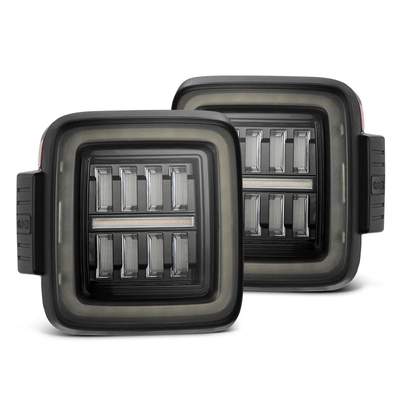 AlphaRex 18-23 Jeep Wrangler JL NOVA Prismatic LED Taillights Alpha-Black - Main Product View