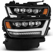 Load image into Gallery viewer, AlphaRex 19-20 Ram 1500HD NOVA LED Proj Headlights Plank Style Gloss Blk w/Activ Lght/Seq Signal/DRL - Main Product View