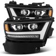 Load image into Gallery viewer, AlphaRex 19-20 Ram 1500HD PRO-Series Proj Headlight Plnk Style Blk w/Activ Light/Seq Signal/Plnk DRL - Main Product View