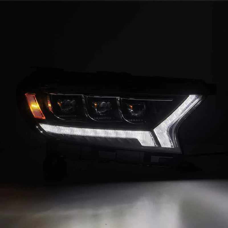 AlphaRex 19-21 Ford Ranger NOVA LED Proj Headlights Plank Style Black w/Activ Light/Seq Signal/DRL - Installation View
