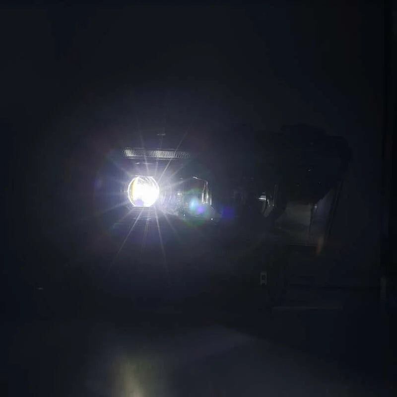 AlphaRex 19-21 Ram 2500 LUXX LED Proj Headlights Plank Style Alpha Blk w/Activ Light/Seq Signal/DRL - Installation View