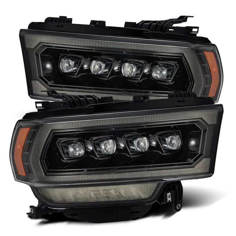 AlphaRex 19-21 Ram 2500 NOVA LED Proj Headlights Plank Style Alpha Blk w/Activ Light/Seq Signal/DRL - Main Product View