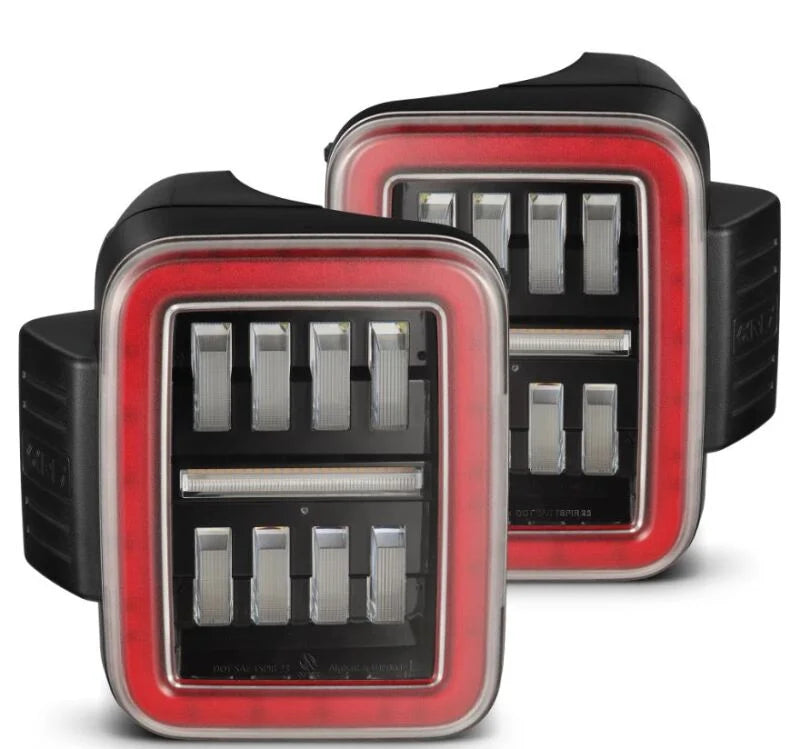 AlphaRex 19-24 Jeep Gladiator JT Nova-Series Prismatic LED Tail Lights - Black-Red - Main Product View
