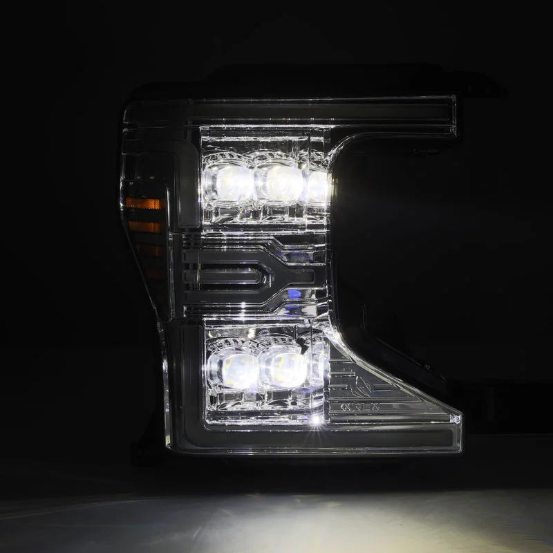 AlphaRex 20-22 Ford F-250/350/450/550 SD NOVA-Series LED Proj Headlights Chrome w/SS & SBDRL - Installation View