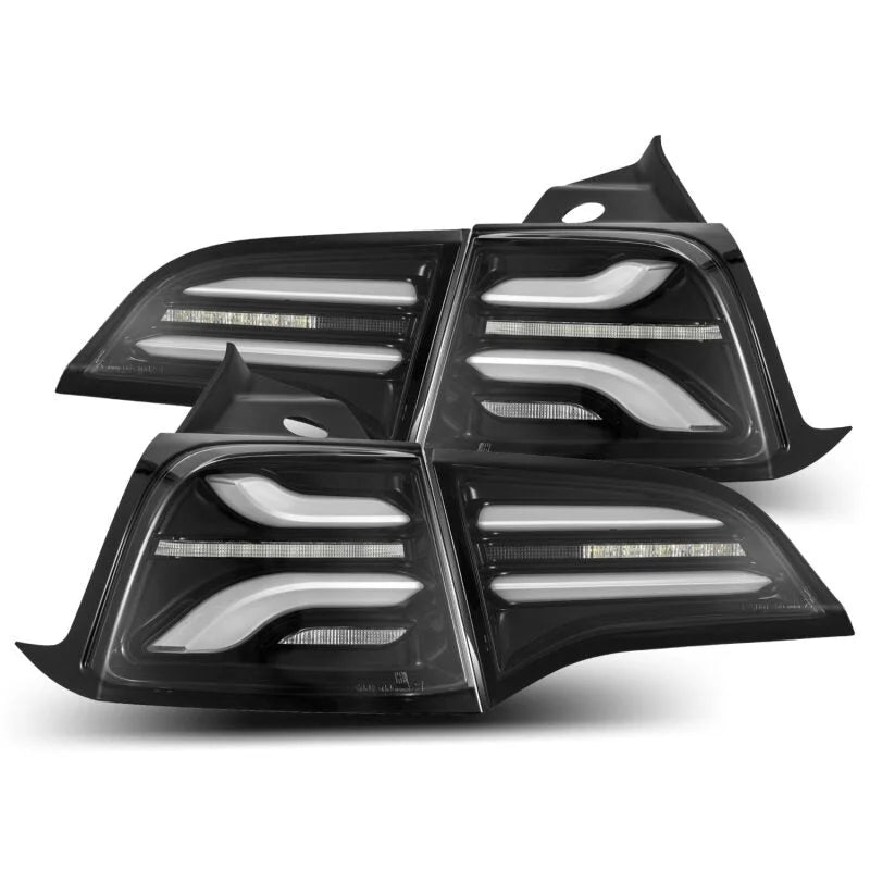 AlphaRex 20-22 Tesla Model Y PRO-Series LED Tail Lights Jet Black w/Seq Sig - Main Product View