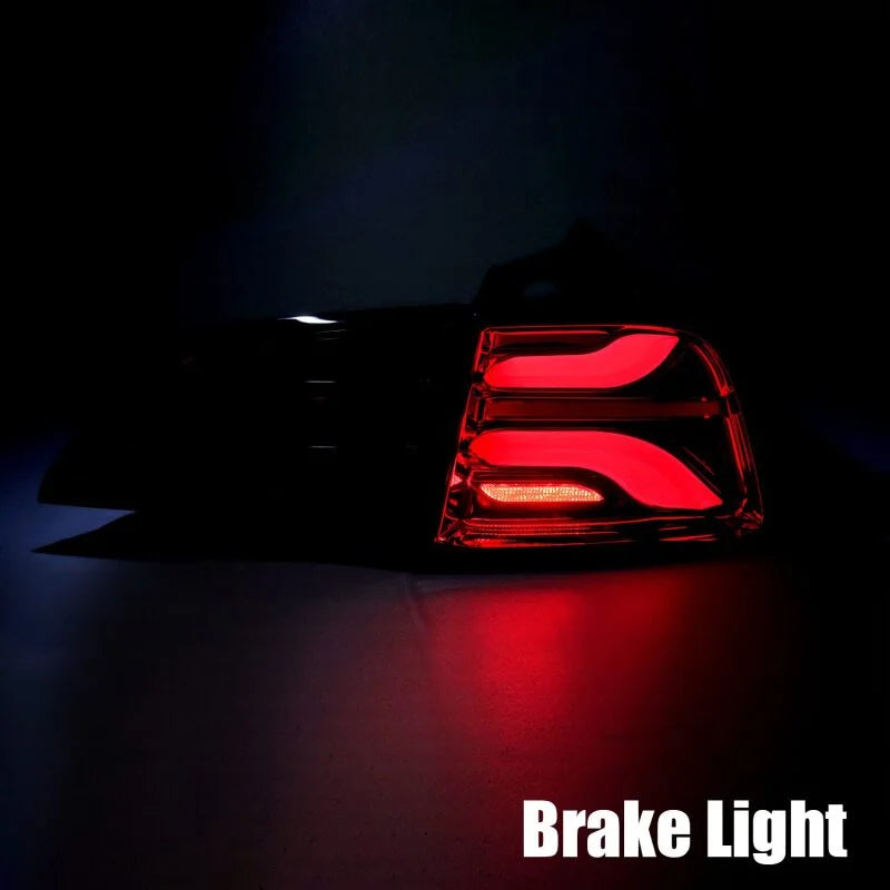 AlphaRex 20-22 Tesla Model Y PRO-Series LED Tail Lights Red Smoke w/Seq Sig - Back View