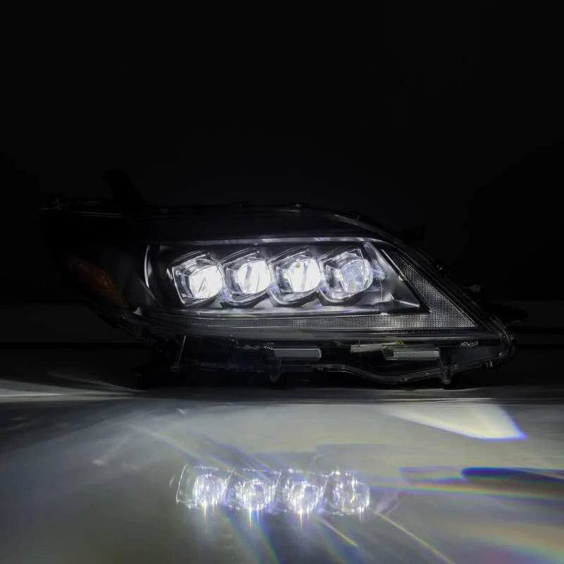 AlphaRex 2011+ Toyota Sienna NOVA LED Proj Headlights Plank Style Black w/Activ Light/Seq Signal/DRL - Installation View