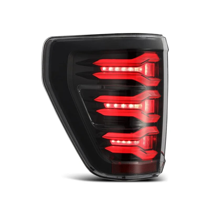AlphaRex 21-22 Ford F150 LUXX LED Projector Tail Lights - Alpha-Black - Installation View