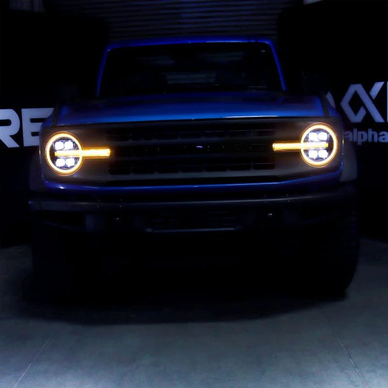 AlphaRex 21-23 Ford Bronco NOVA LED Projector Headlights Black - Back View