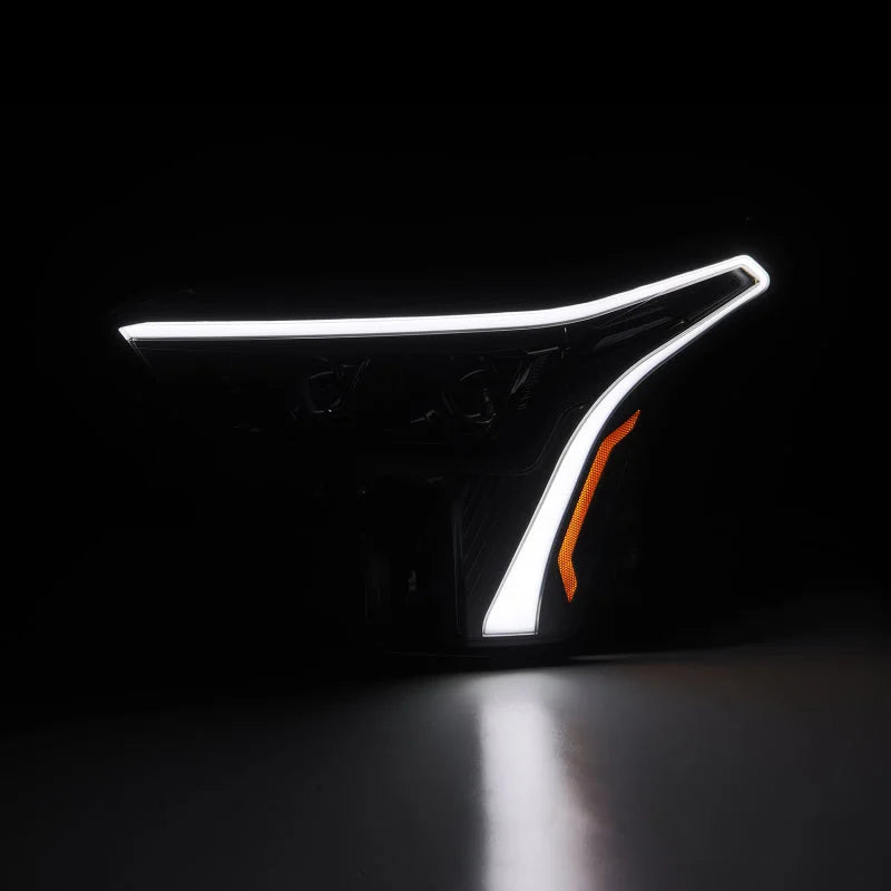 AlphaRex 22-23 Toyota Tundra LUXX-Series Headlights Alpha-Black w/Amber DRL - Req 810029 OR 810030 - Installation View