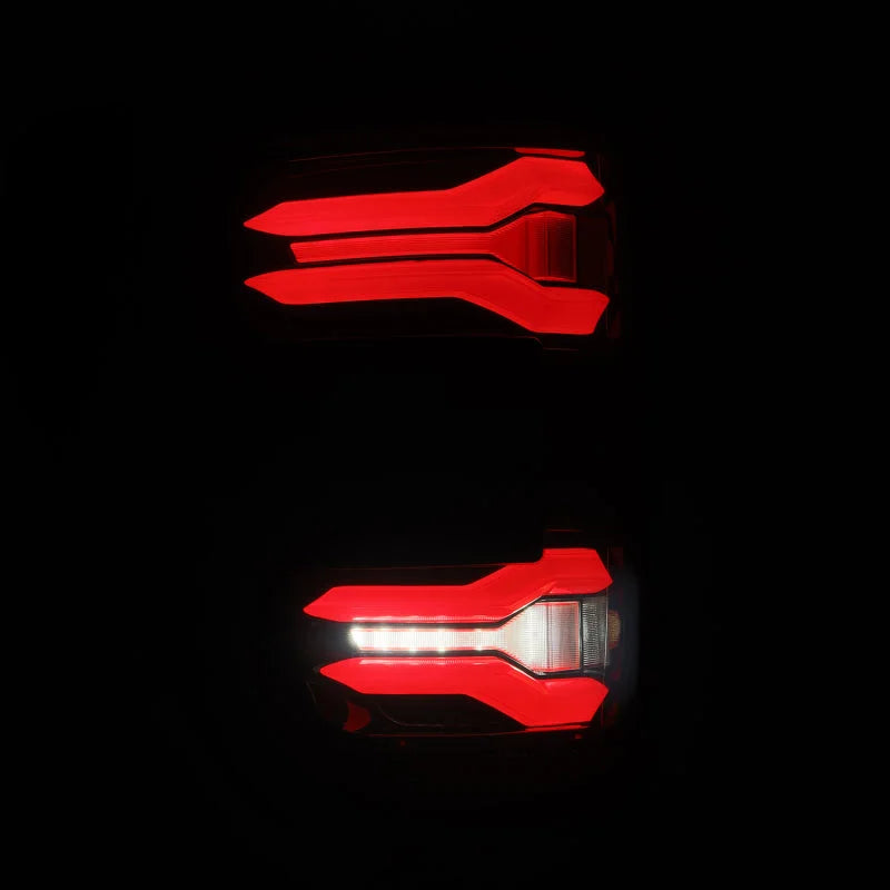 AlphaRex 24-25 Ford F-150 LUXX LED Taillights Blk-Red Activ Light/Seq Signal - Installation View