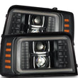 Load image into Gallery viewer, AlphaRex 92-96 Ford F-Series/Bronco LUXX-Series Proj Headlights Blk w/Actv Light SeqSig &amp; SBDRL - Main Product View
