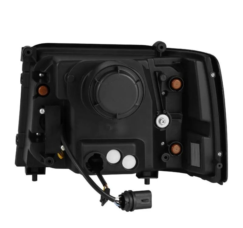 AlphaRex 92-96 Ford F-Series/Bronco LUXX-Series Proj Headlights Blk w/Actv Light SeqSig & SBDRL - Side View
