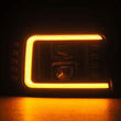 Load image into Gallery viewer, AlphaRex 92-96 Ford F-Series/Bronco LUXX-Series Proj Headlights Blk w/Actv Light SeqSig &amp; SBDRL - Back View