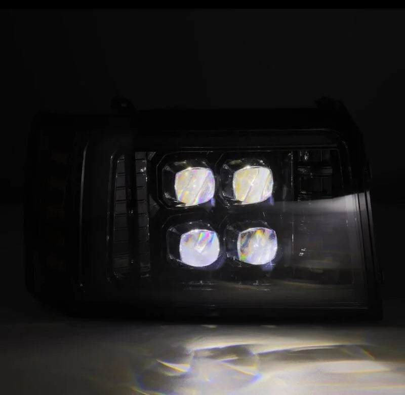 AlphaRex 92-96 Ford F-Series/Bronco NOVA-Series LED Proj Headlight Alpha-Bk w/Actv Light SS & SBDRL - Side View