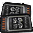 Load image into Gallery viewer, AlphaRex 92-96 Ford F-Series/Bronco NOVA-Series LED Proj Headlight Bk w/Actv Light SeqSig &amp; SBDRL - Main Product View