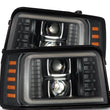 Load image into Gallery viewer, AlphaRex 92-96 Ford F-Series/Bronco PRO-Series Proj Headlight Blk w/Seq. Sig &amp; DRL - Main Product View