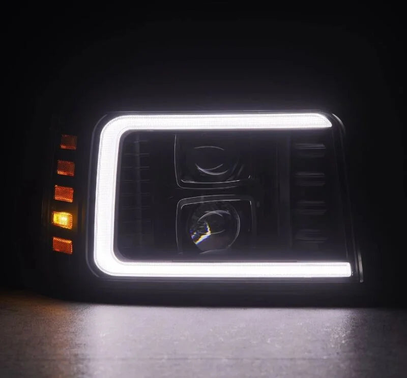 AlphaRex 92-96 Ford F-Series/Bronco PRO-Series Proj Headlight Blk w/Seq. Sig & DRL - Back View
