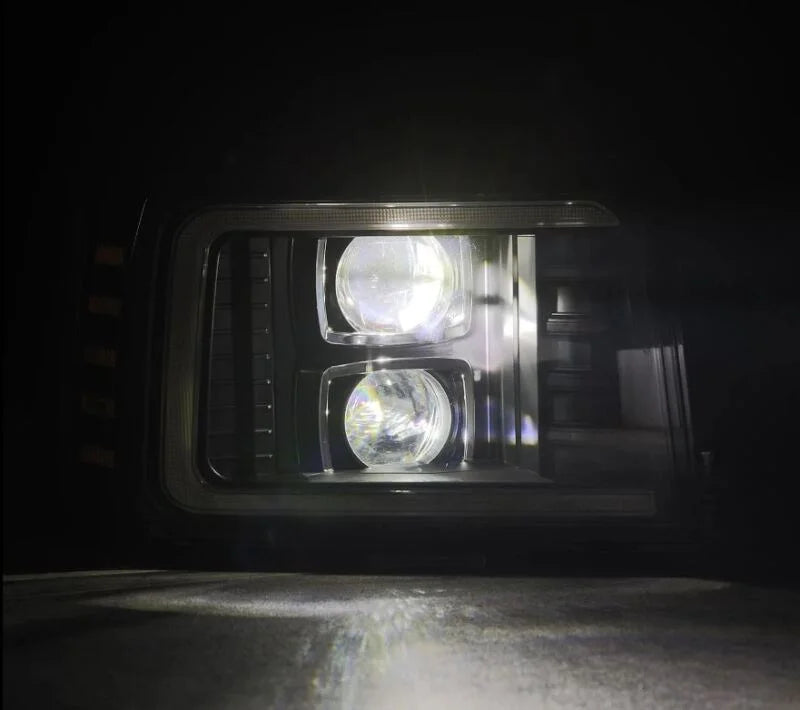 AlphaRex 92-96 Ford F-Series/Bronco PRO-Series Proj Headlight Blk w/Seq. Sig & DRL - Installation View