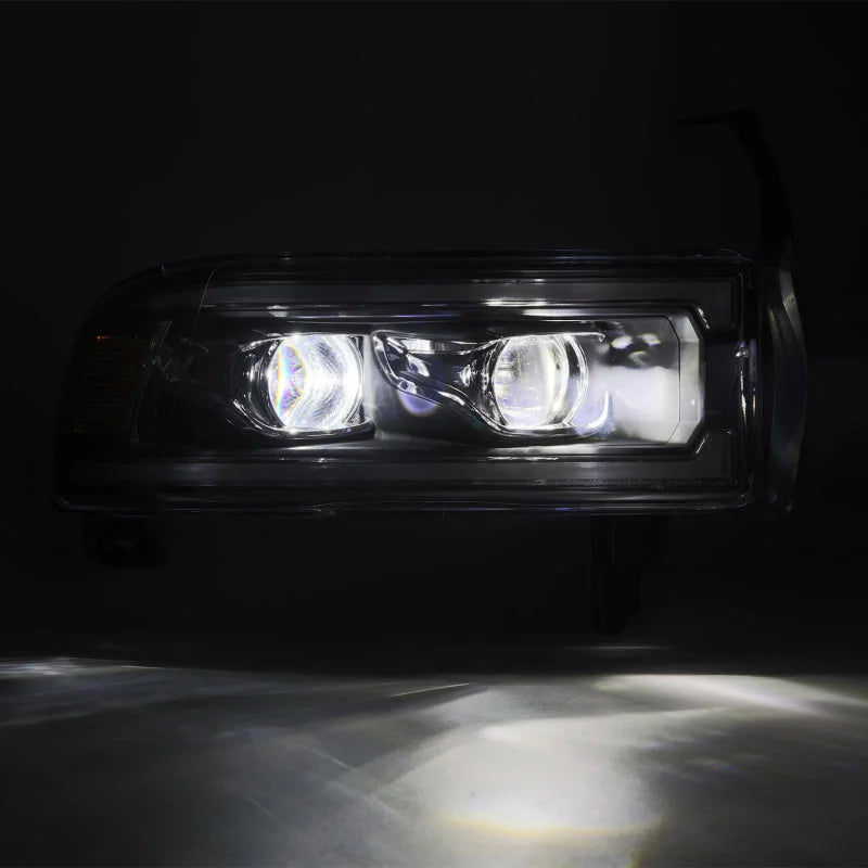 AlphaRex 94-01 RAM 1500 LUXX LED Proj Headlights Blk w/Activ Light/Seq Signal/SB DRL - Main Product View