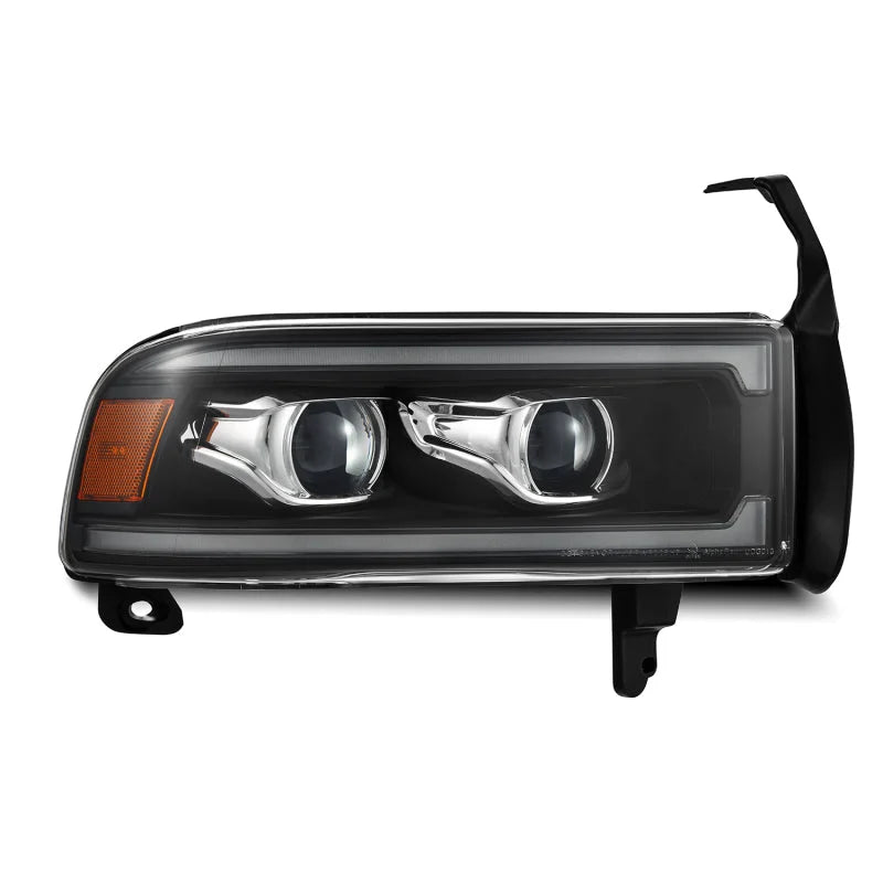 AlphaRex 94-01 RAM 1500 LUXX LED Proj Headlights Blk w/Activ Light/Seq Signal/SB DRL - Back View