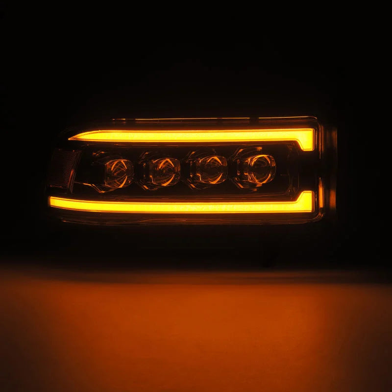 AlphaRex 94-01 RAM 1500 NOVA LED Proj Headlights Alpha-Blk w/Activ Light/Seq Signal/SB DRL - Side View