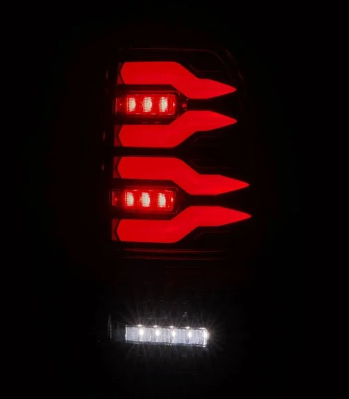 AlphaRex 97-03 Ford F150 / 99-16 Ford F250/F350/F450/F550 LUXX-Series LED Tail Lights - Alpha-Black - Installation View