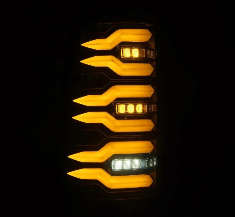 AlphaRex 99-06 Chevrolet Silverado Sierra LUXX-Series LED Tail Lights Alpha-Black - Back View