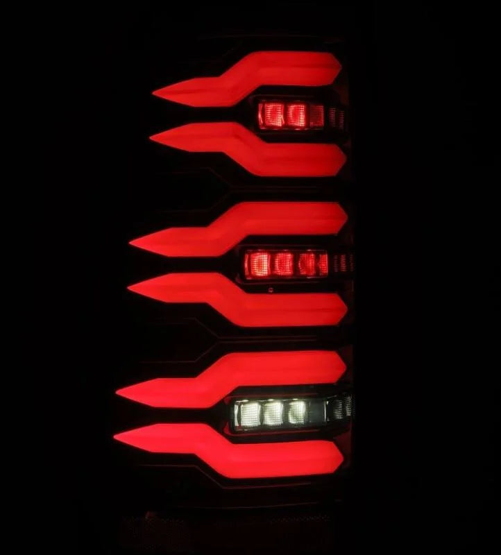AlphaRex 99-06 Chevrolet Silverado/99-06 GMC Sierra LUXX-Series LED Tail Lights - Black - Installation View
