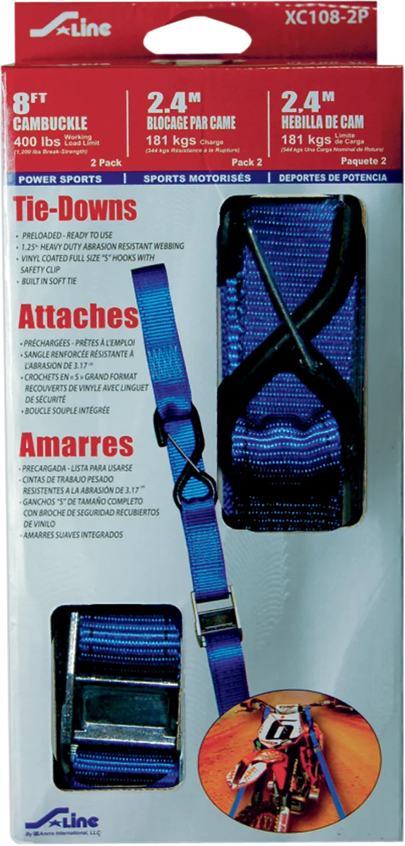 Ancra Tie-Down - Heavy Duty - Blue XC108-2P - Side View