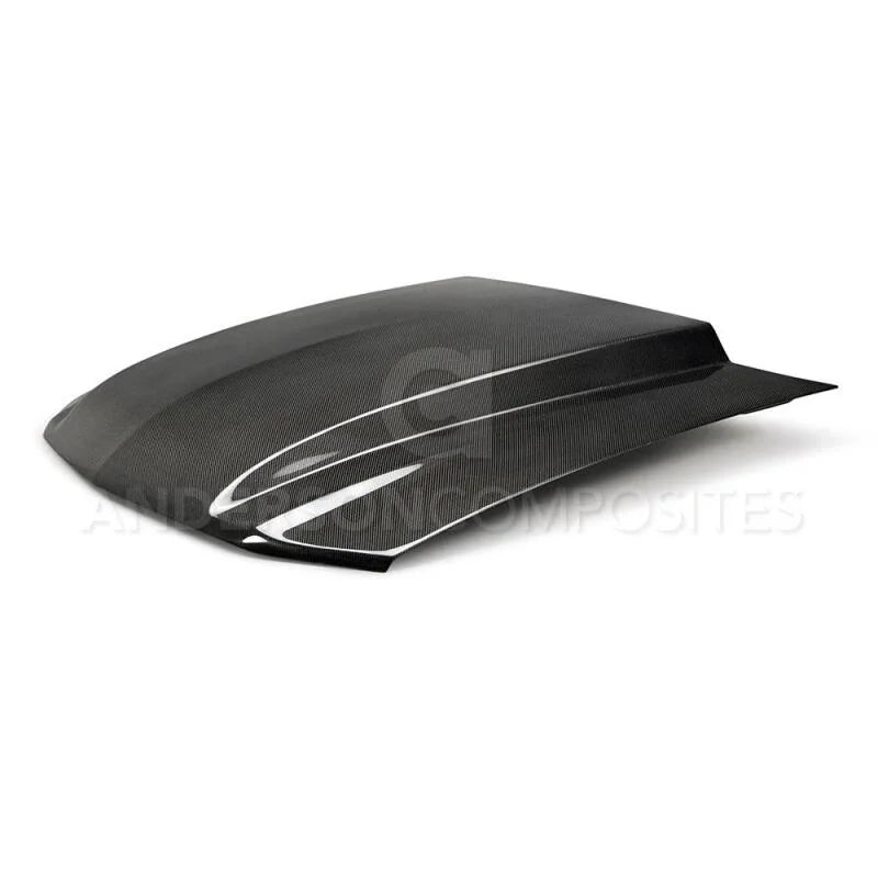 Anderson Composites 10-12 Ford Mustang Type-CJ 3in Carbon Fiber Cowl Hood - Back View