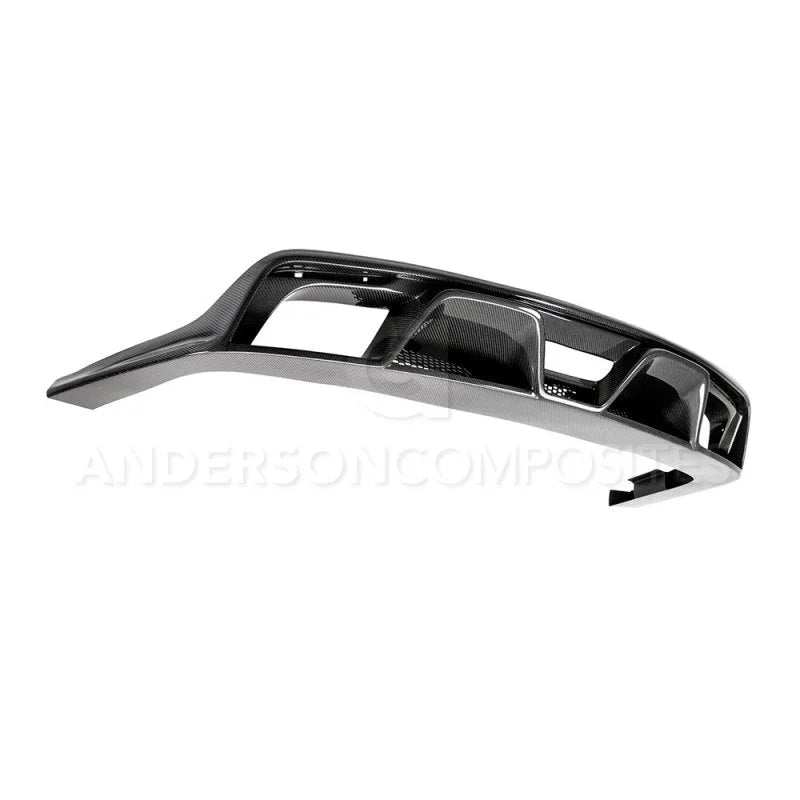 Anderson Composites 15-16 Ford Mustang R-Style Carbon Fiber Rear Valance (for Quad Tip Exhaust) - Main Product View