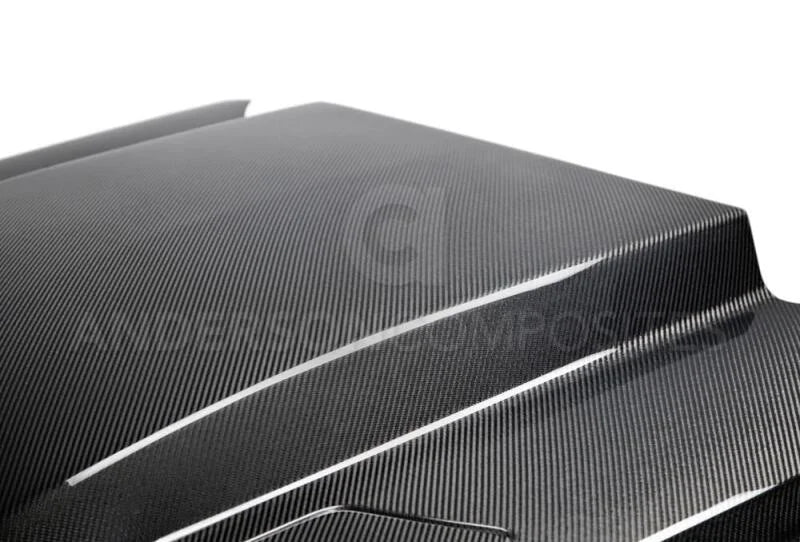 Anderson Composites 15-17 Ford Mustang (Excl. GT350/GT350R) Double Sided Carbon Fiber Cowl Hood - Back View