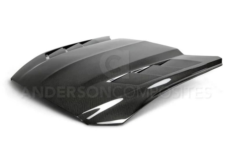 Anderson Composites 15-17 Ford Mustang (Excl. GT350/GT350R) Heat Extractor Double Sided Hood - Back View