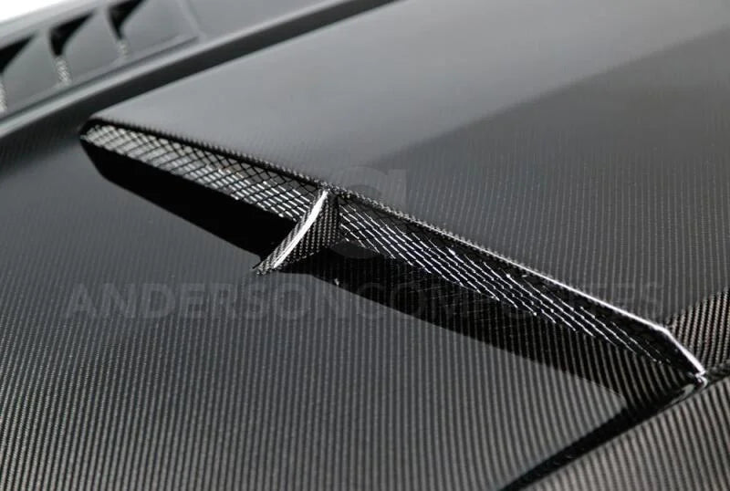 Anderson Composites 15-17 Ford Mustang (Excl. GT350/GT350R) Ram Air Double Sided Hood - Side View