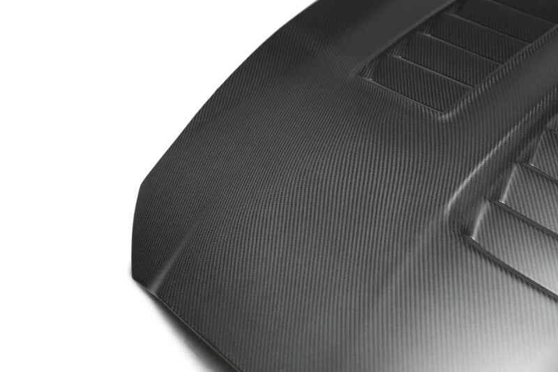 Anderson Composites 15-19 Ford Mustang Shelby GT350 Type-CR Double Sided Carbon Fiber Hood - Side View