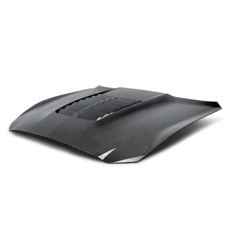 Anderson Composites 15-20 Ford Mustang Shelby GT350/GT350R Type GT5 Double Sided Carbon Fiber Hood - Side View