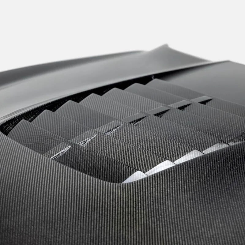 Anderson Composites 15-20 Ford Mustang Shelby GT350/GT350R Type GT5 Double Sided Carbon Fiber Hood - Installation View