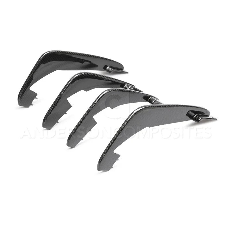 Anderson Composites 20-21 Chevrolet Corvette C8 Stingray Carbon Fiber Rear Diffuser Fins (Set of 4) - Side View